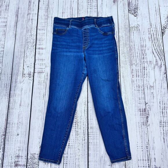 Spanx 1X High Rise Denim Jeggings Blue Stretch Skinny Ankle Plus Size - Picture 1 of 8